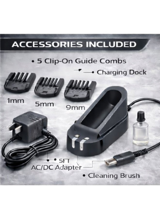 DNLGlinog Professional Hair Clipper WM-609 Rechargeable Beard & Hair Trimmer with Adjustable Razor, 5 Cutting Combs - Image 2